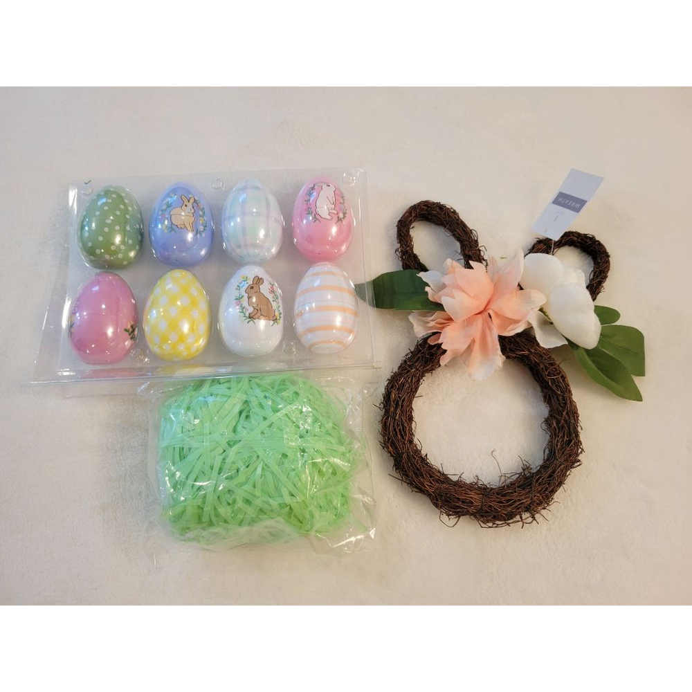 NWT Target Easter Bundle | Bunny Wreath + 8 Decor Eggs + Grass